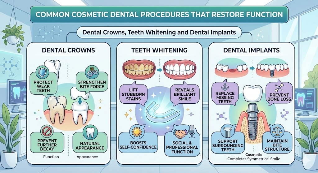 Common Cosmetic Dental Procedures That Restore Function
